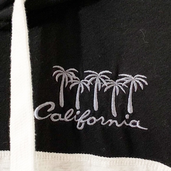 Reflex Front Zip Striped Long Sleeve Hoodie Drawstring California Embroidered - Picture 10 of 14